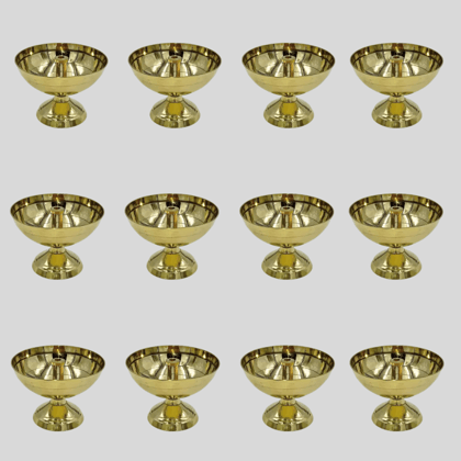 SHINI LIFESTYLE Brass Kuber Diya for Puja Home Decor-12Pc Brass Diwali Diya Kuber Diya Pooja Deepak