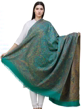 Proud- Peacock Reversible Jamawar Shawl with Woven Paisleys