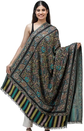 Unexplored Jamawar Shawl with Woven Flowers in Multicolored Thread