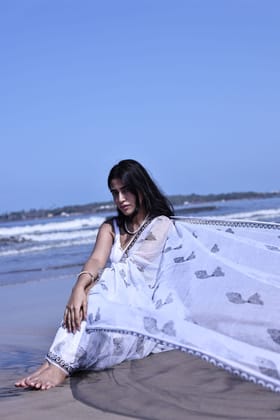 Kaisori Bagh Matsya Kota blockprinted silk cotton saree