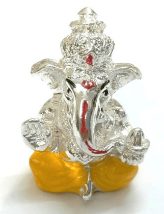 Ayushmann Traders Ganesh Idol Car Dashboard - Hindu Ganesha Statue India Ganpati Lord Murti Mandir Diwali Gifts Silver Yellow
