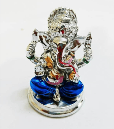 Ayushmann Traders Ganesh Idol Car Dashboard - Hindu Ganesha Statue India Ganpati Lord Murti Mandir Diwali Gifts Silver