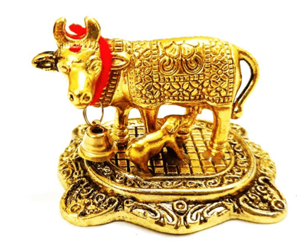 Ayushmann Traders Presents Gold Plated Metal Handicraft Kanha Ji Cow for Home Decor