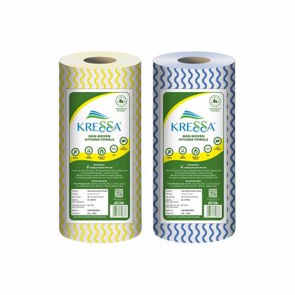 Kressa Non Woven Kitchen Towel Roll | Reusable And Washable (Pack of 2)