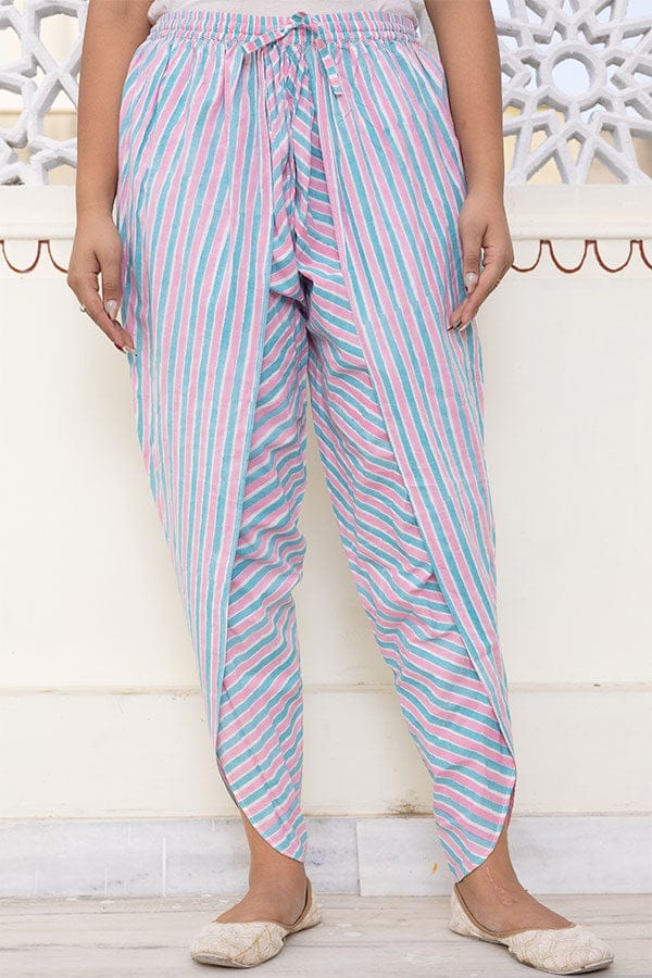 Pink Green Organic Cotton Dhoti Pants
