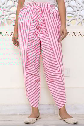 Pink White Organic Cotton Dhoti Pants