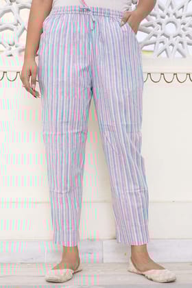 Pink Green Organic Cotton Cigarette Pants