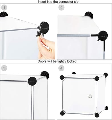  Interlocking Clear Plastic Storage Organizer, Modular Cabinet Organizer, DIY Assembly, Stackable Storage Bins for Clothes, Toys, Books, Pantry, Office Supplies