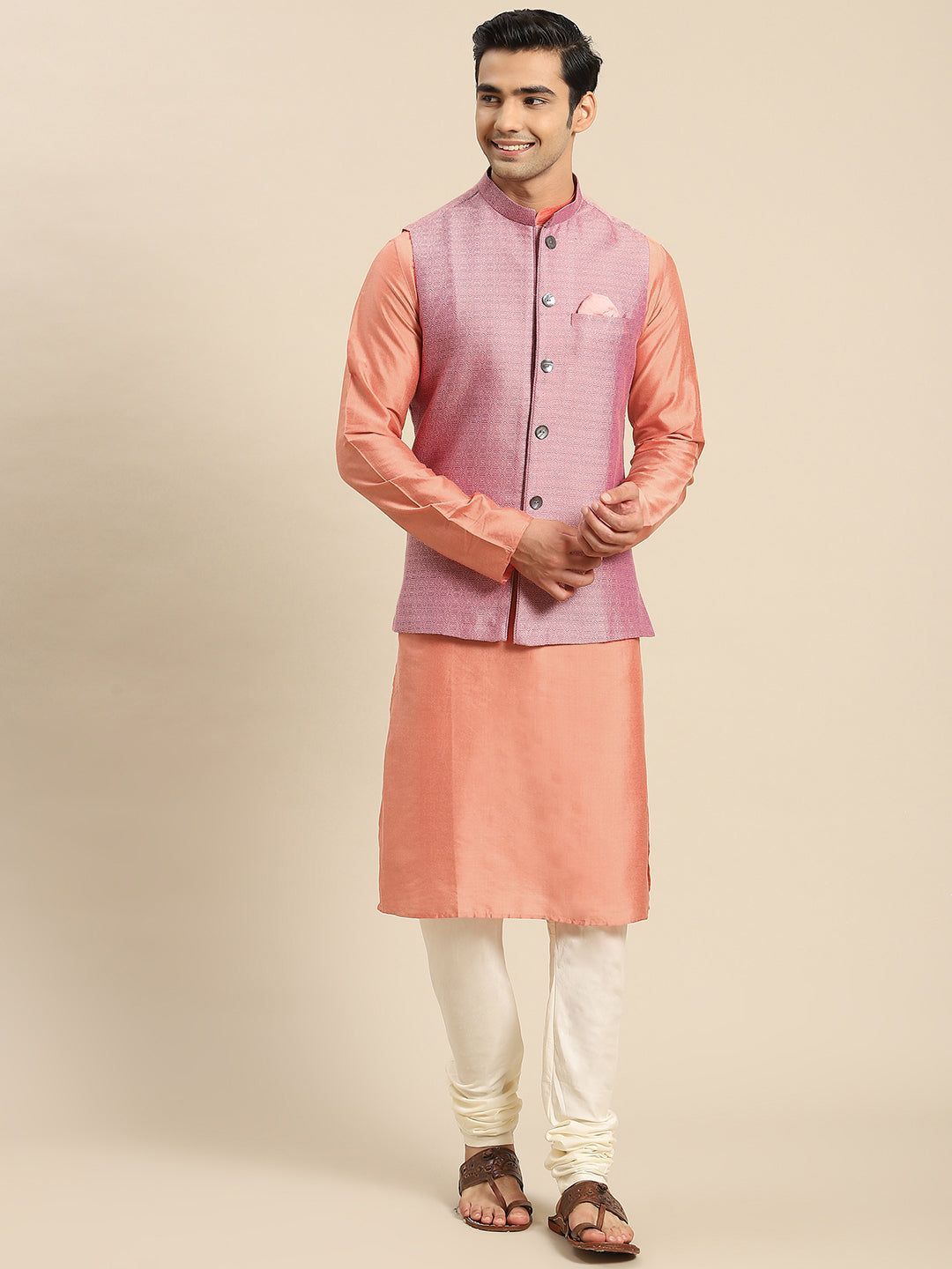 Kisah Men Purple Kurta Jacket Set
