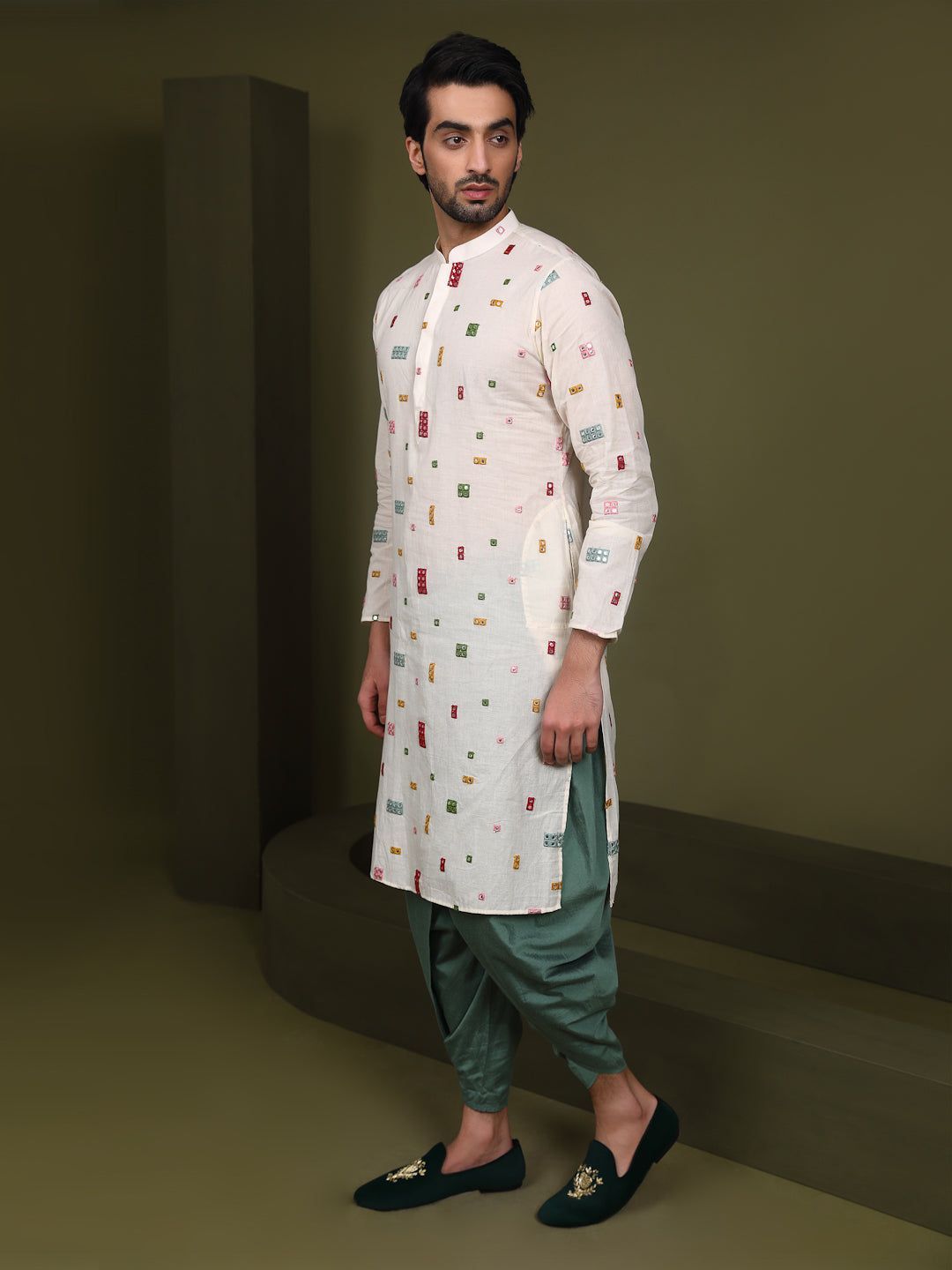 Men Cream Kurta Set