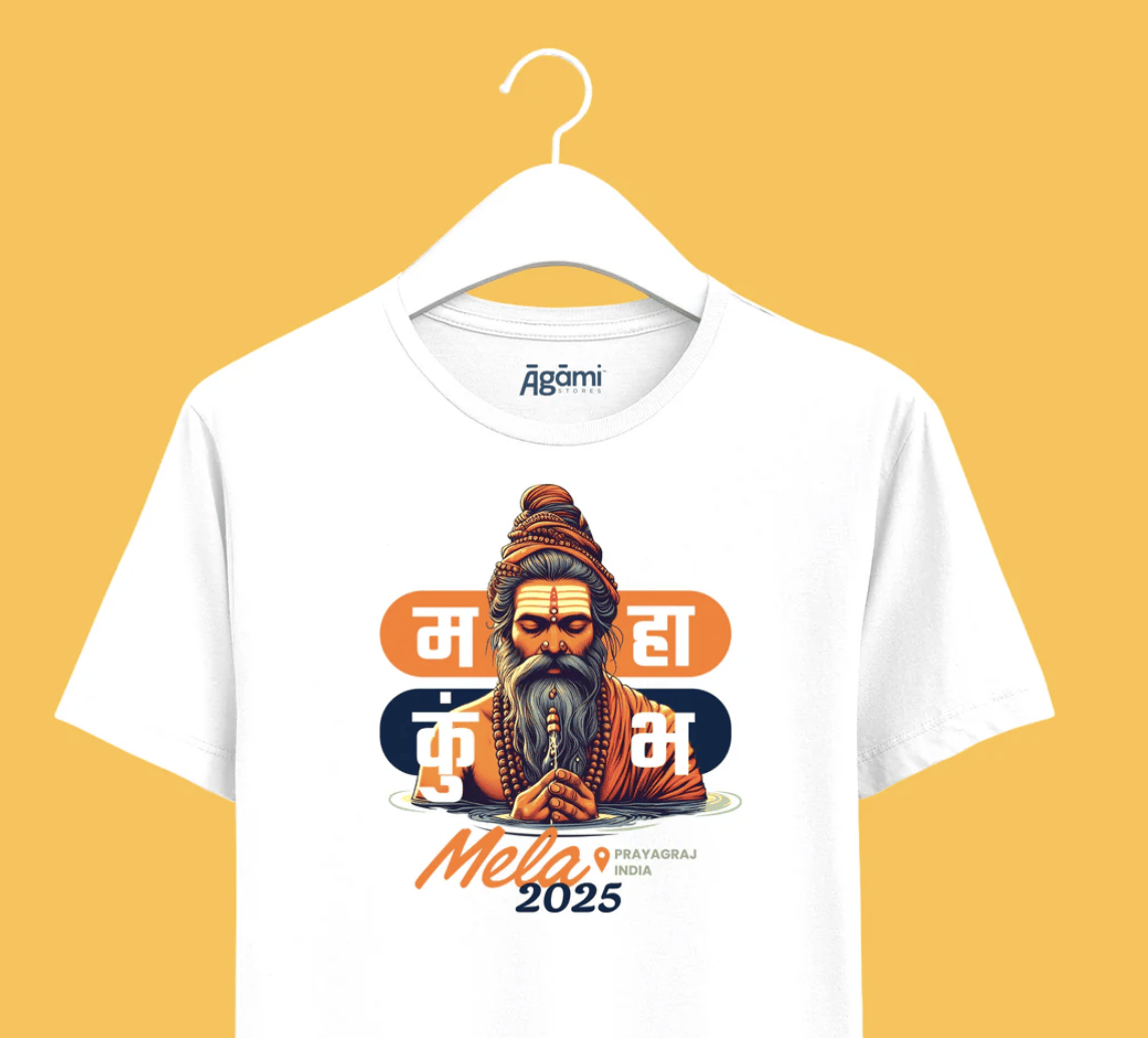 Mahakumbh Mela White Tshirt - Hindi (XL)